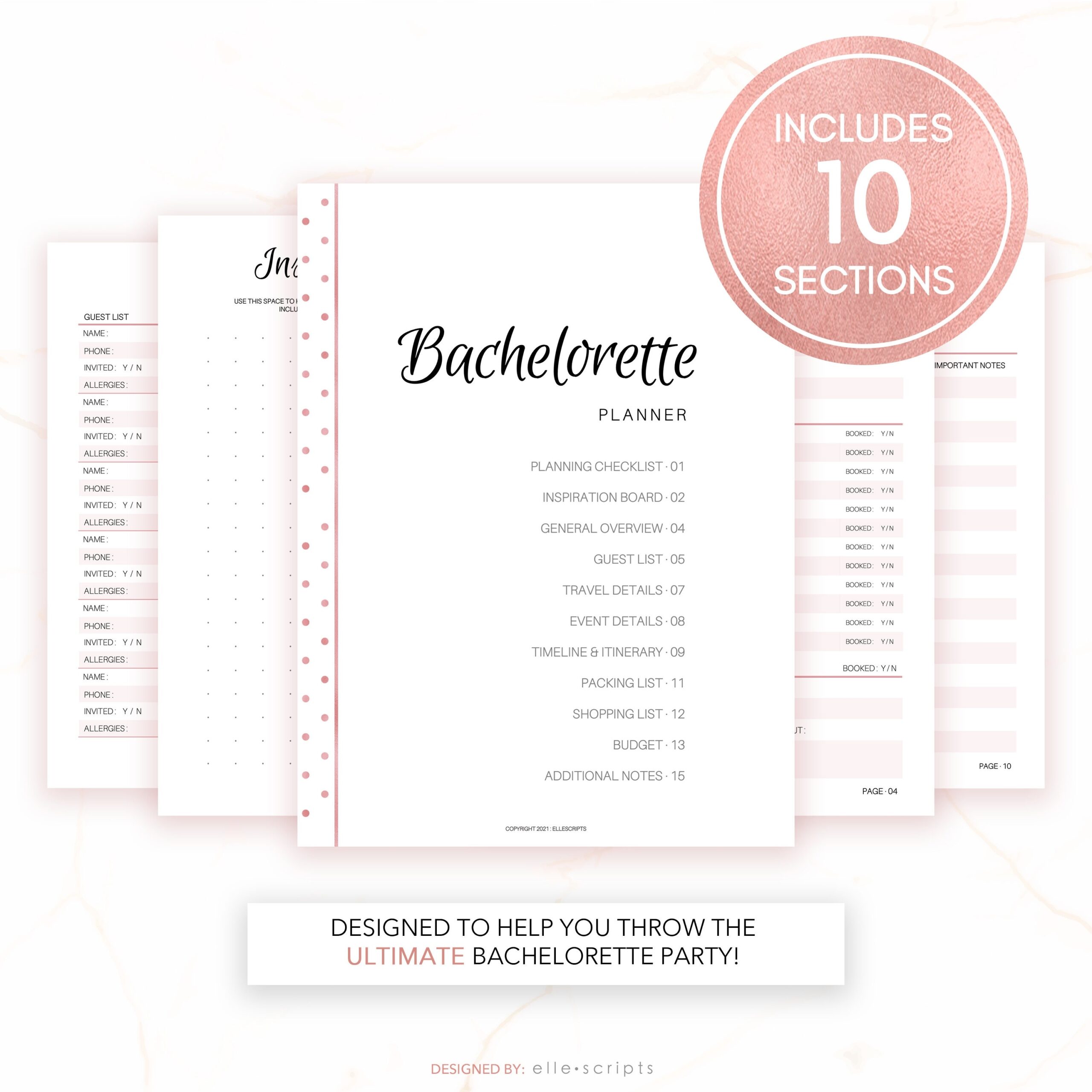 Bachelorette Party Planning Template Hen Party Planner Printable Planning Checklist Maid Of Honor Planner Wedding Planner Printable PDF Etsy