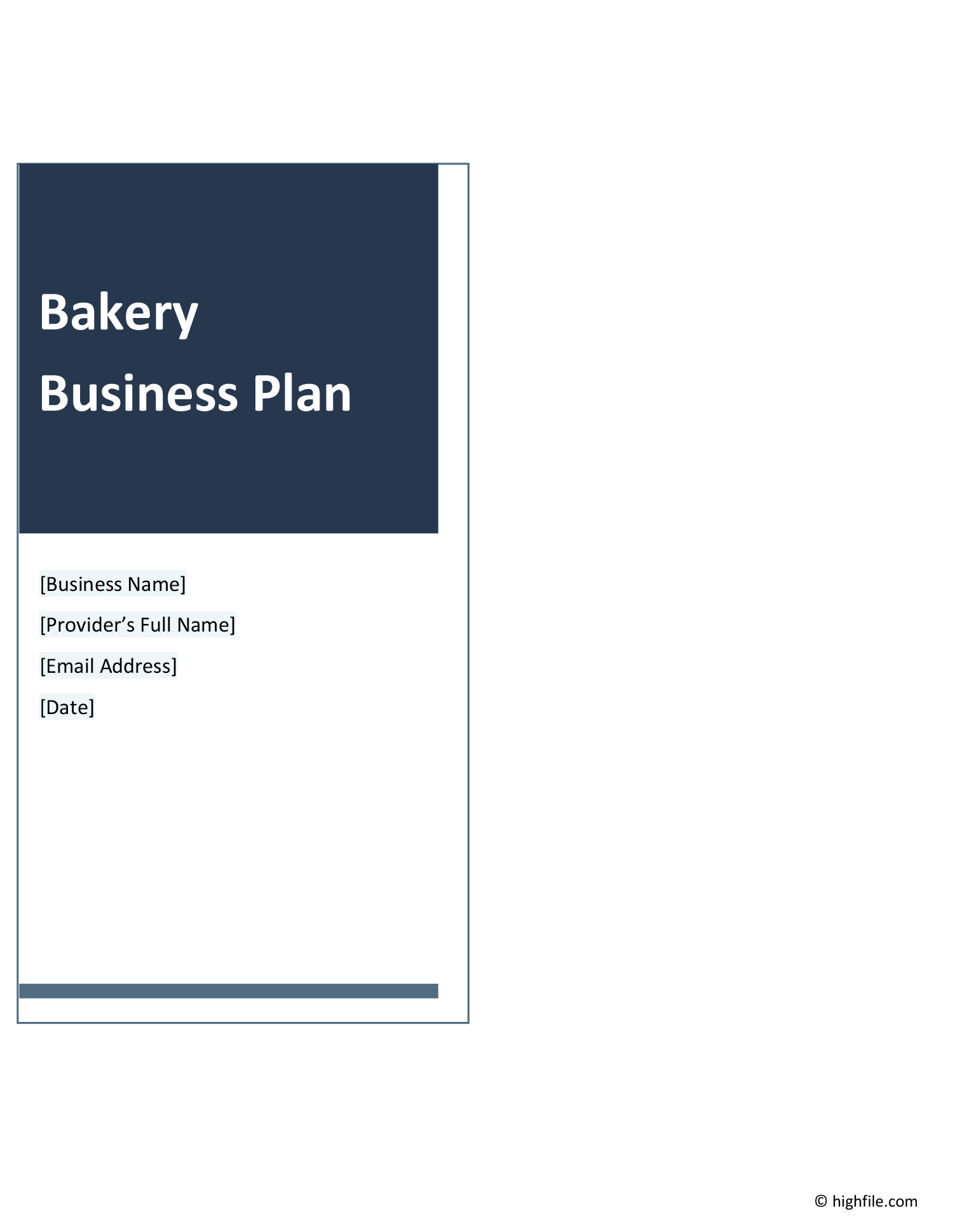 Bakery Business Plan Template