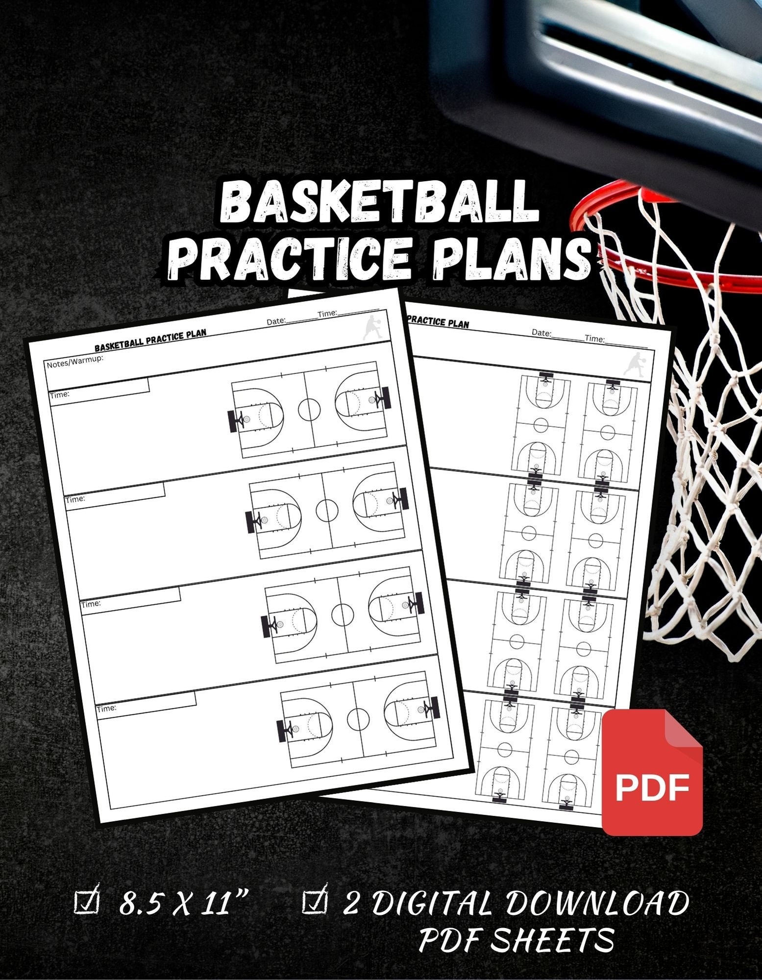 Basketball Practice Plan Sheets 8 5x11