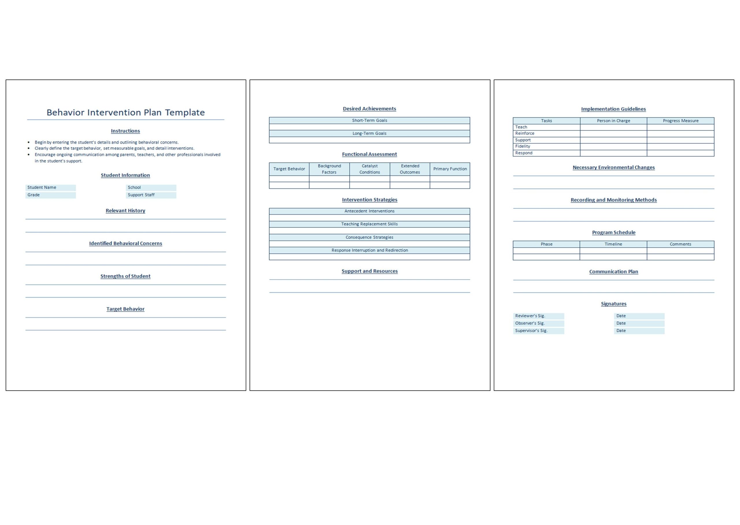 Behavior Intervention Plan Template Student Behavior Tracker 