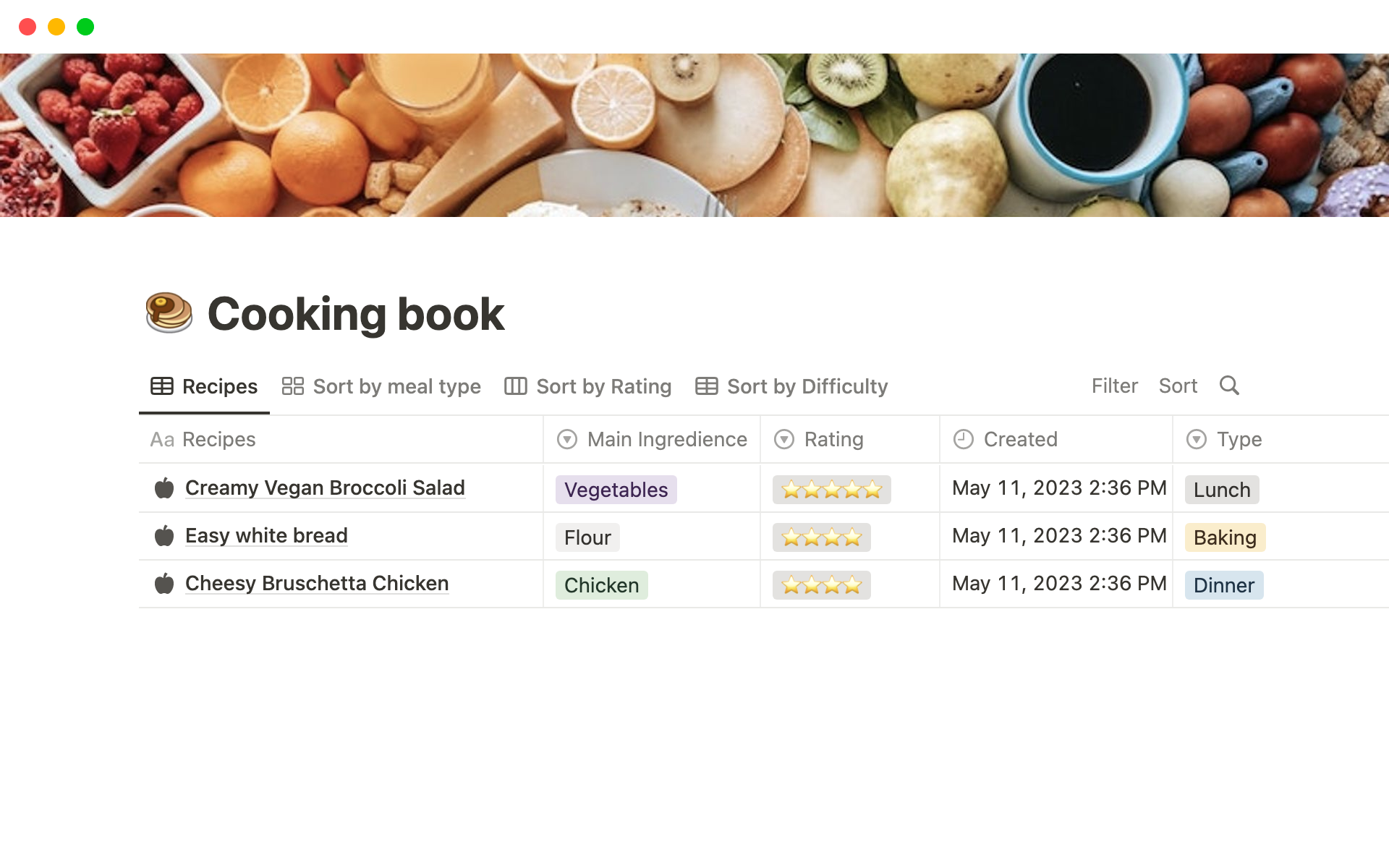Notion Meal Plan Template