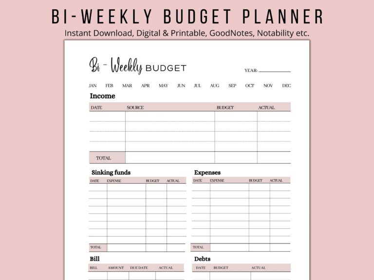 Bi weekly Budget Planner Digital Printable Goodnotes Instant Download Etsy