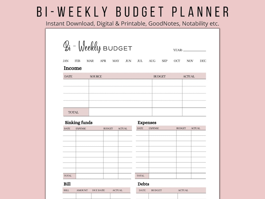 Bi weekly Budget Planner Digital Printable Goodnotes Instant Download Etsy