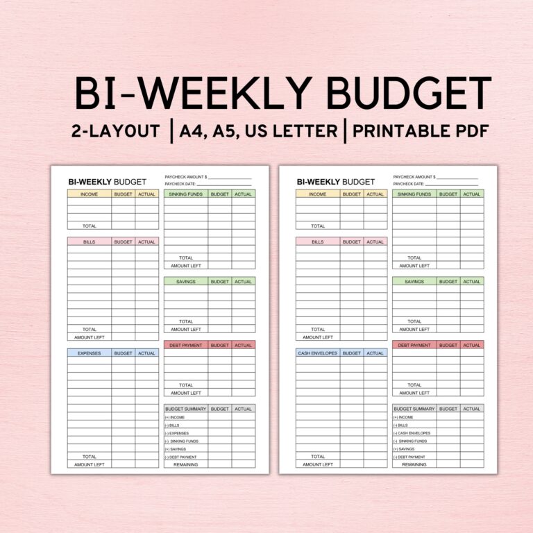 Bi Weekly Budget Planner Template Paycheck Budget Printable Budget Template A4 A5 Letter PDF Etsy UK