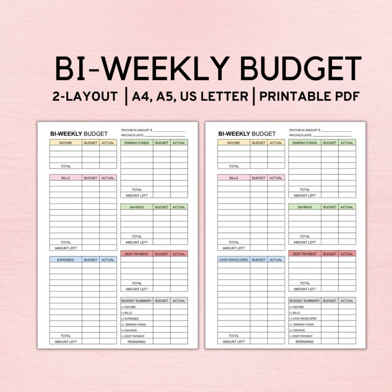 Bi Weekly Budget Planner Template Paycheck Budget Printable Budget Template A4 A5 Letter PDF Etsy UK