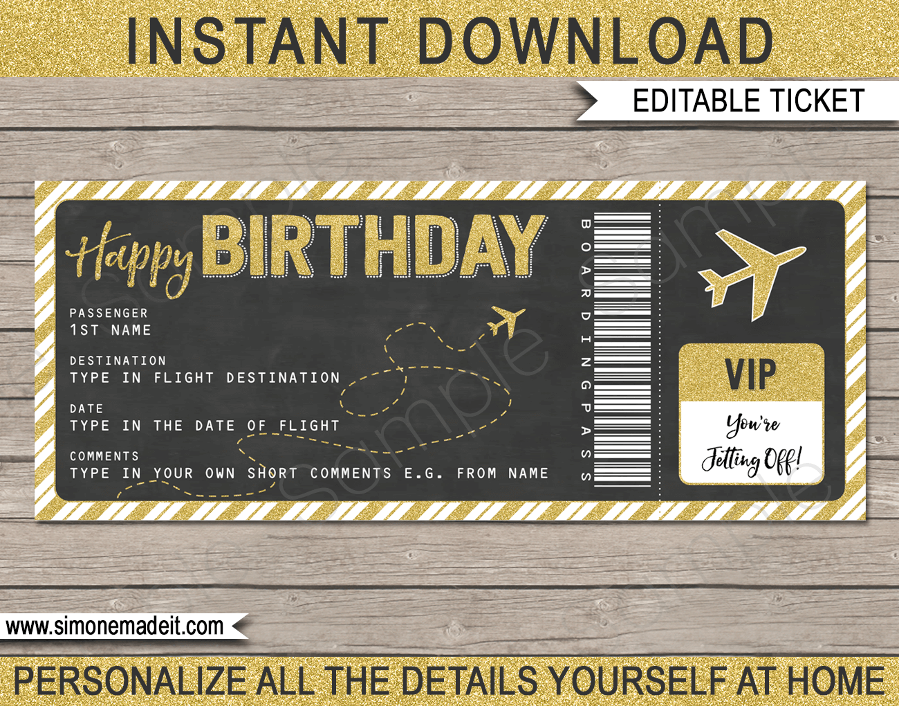 Birthday Boarding Pass Gift Ticket