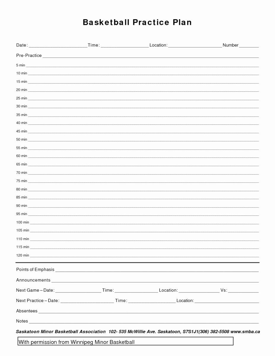 Blank Basketball Practice Plan Template