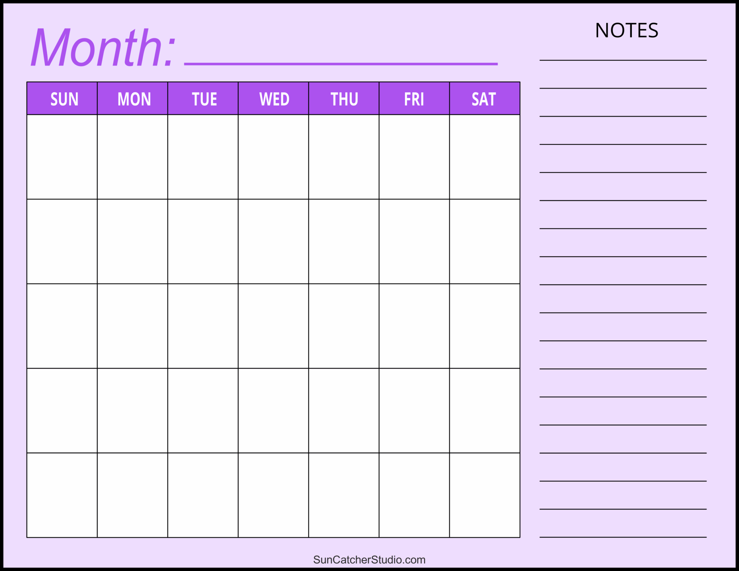 Blank Monthly Planner Lined Free Printable
