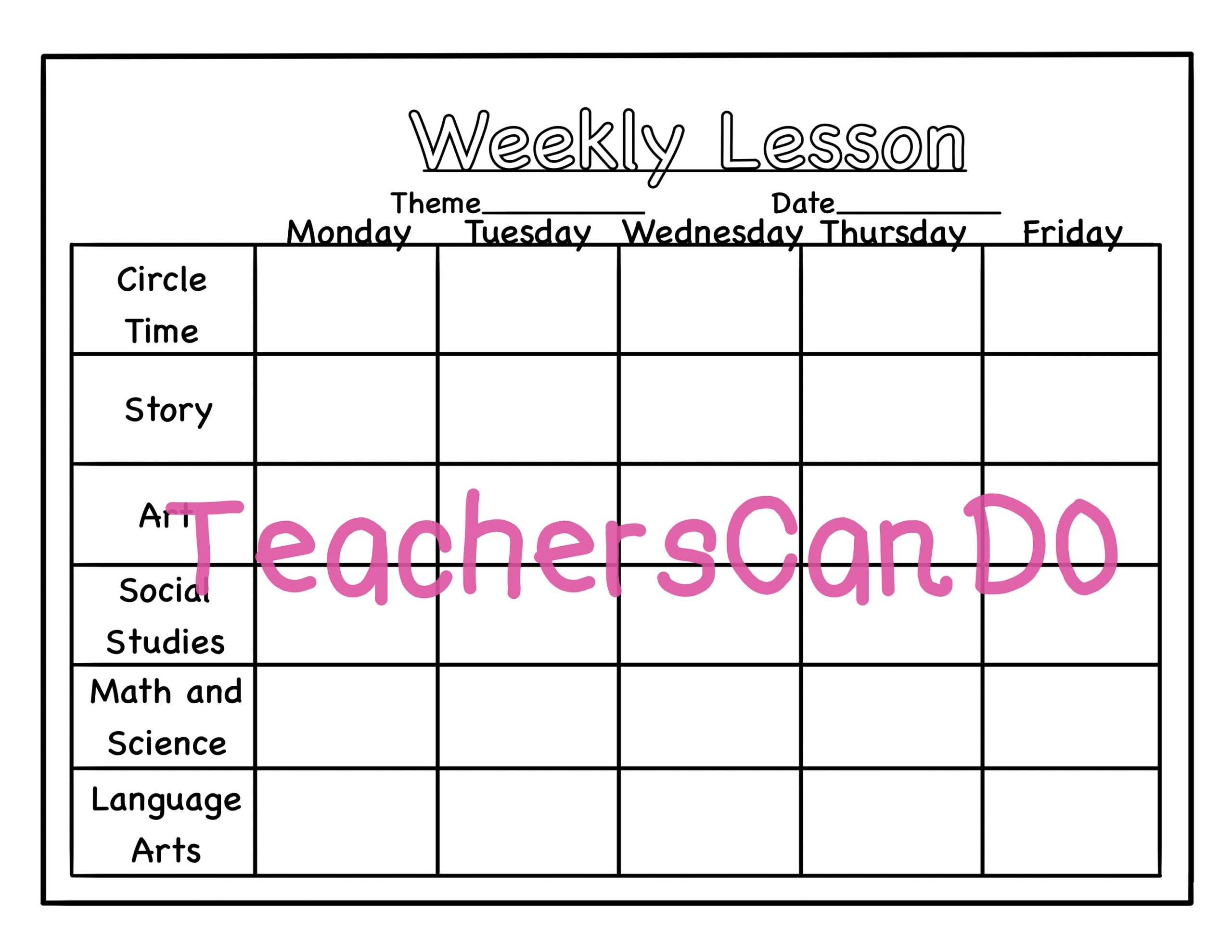 Blank Preschool daycare toddler Lesson Plan Template Etsy