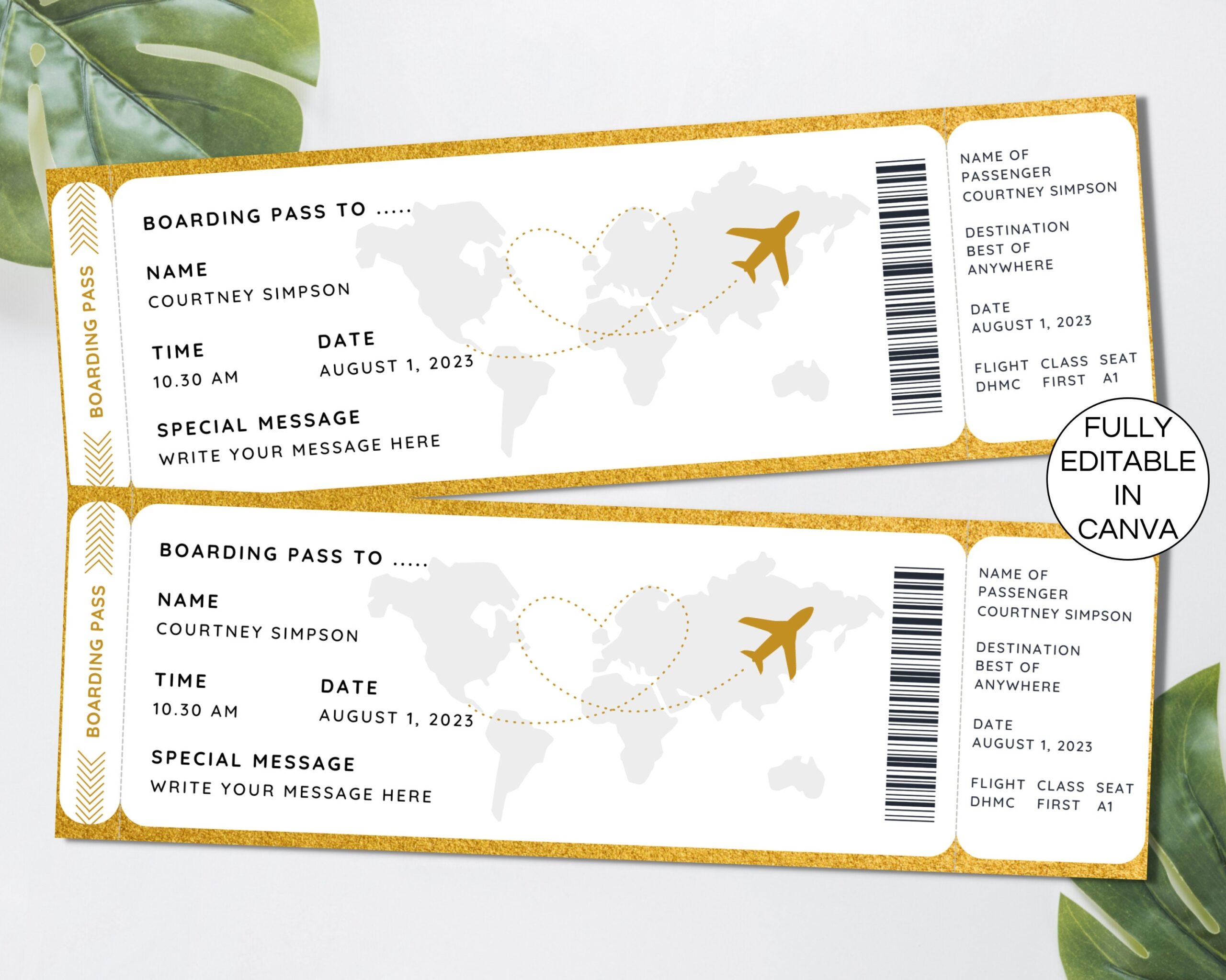 Boarding Pass Canva Template Editable Boarding Ticket Custom Airplane Ticket Printable Surprise Trip Instant Digital Download TDS 13 Etsy