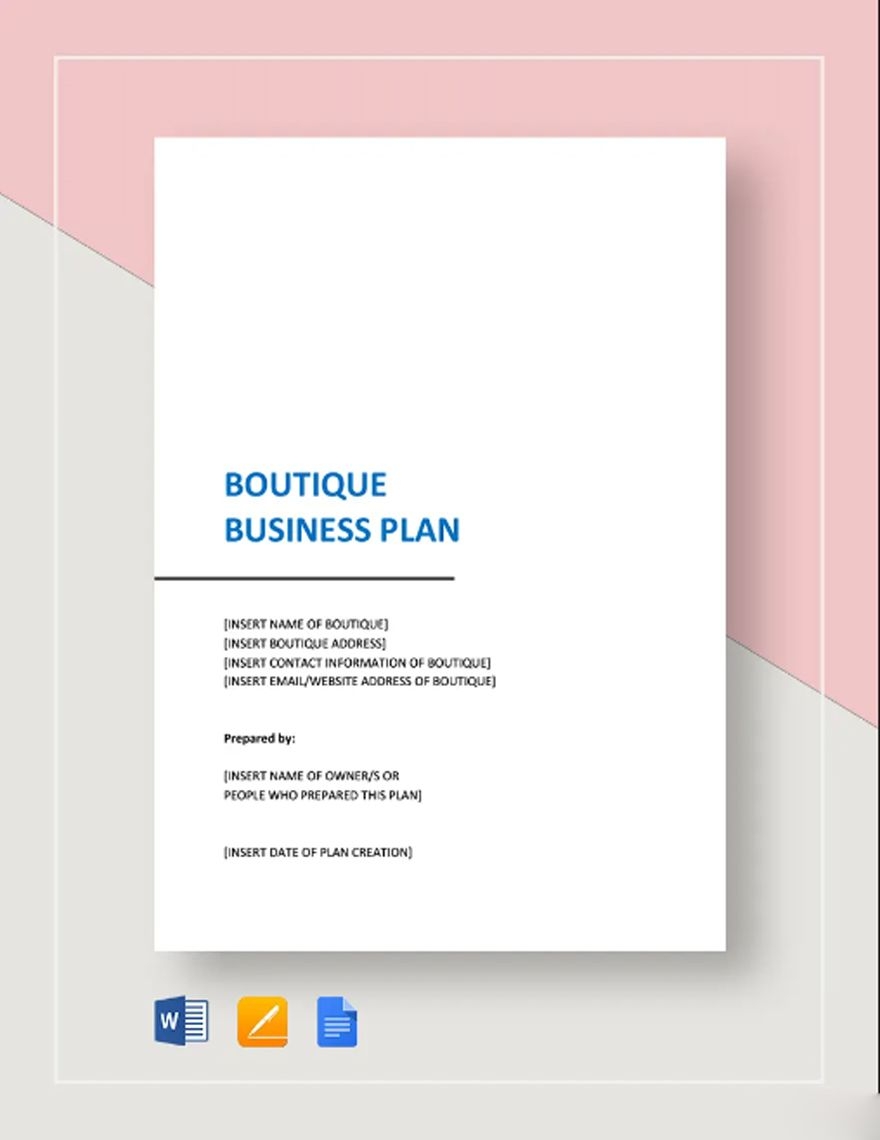 Boutique Business Plan Template In Google Docs Pages Word Download Template