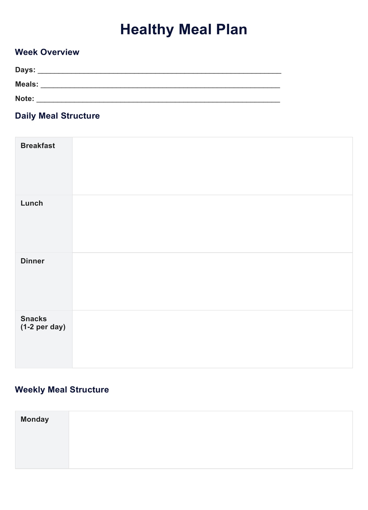 Budget Healthy Meal Plan U0026 Example Free PDF Download