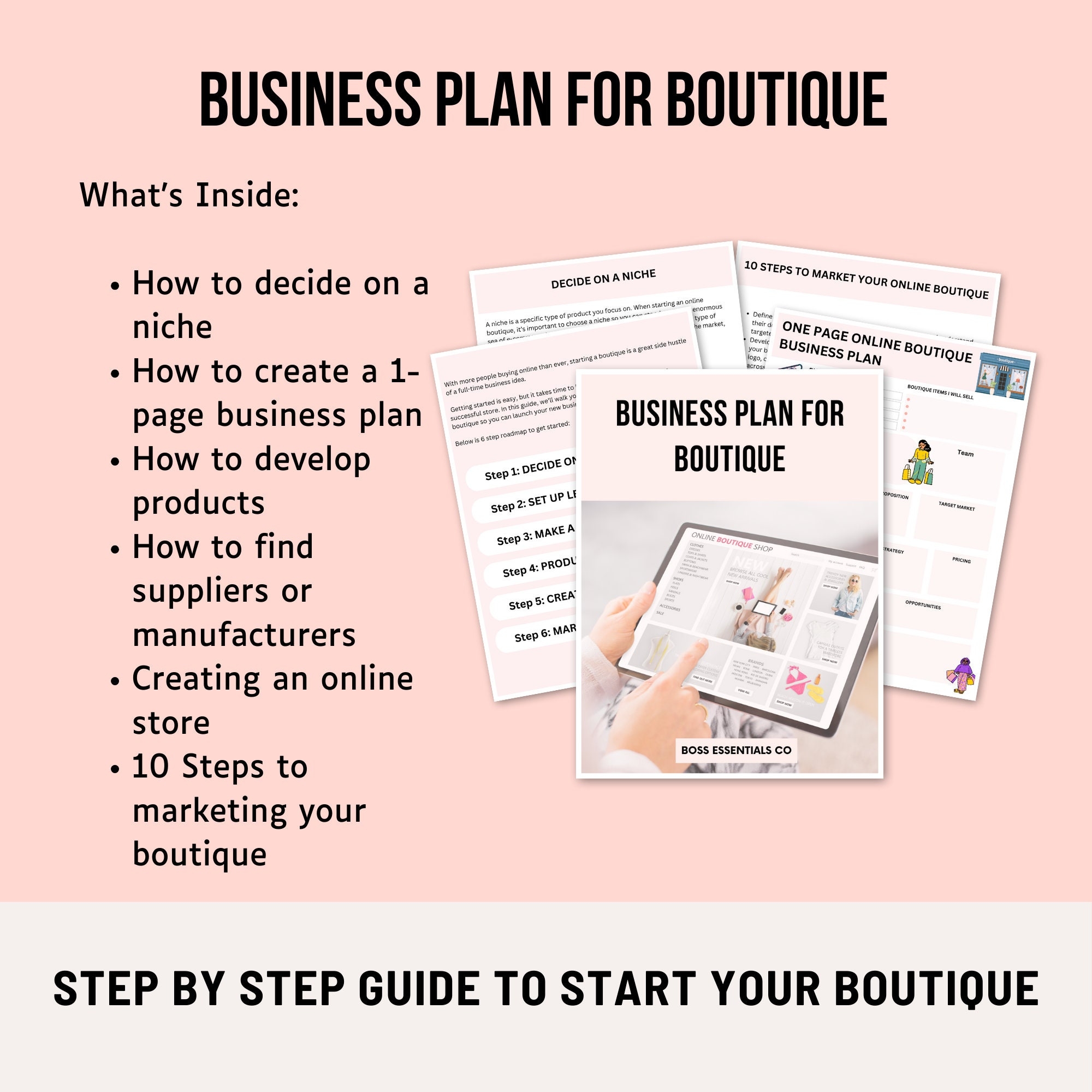 Business Plan For Boutique Business Plan Template One Page Business Plan Etsy