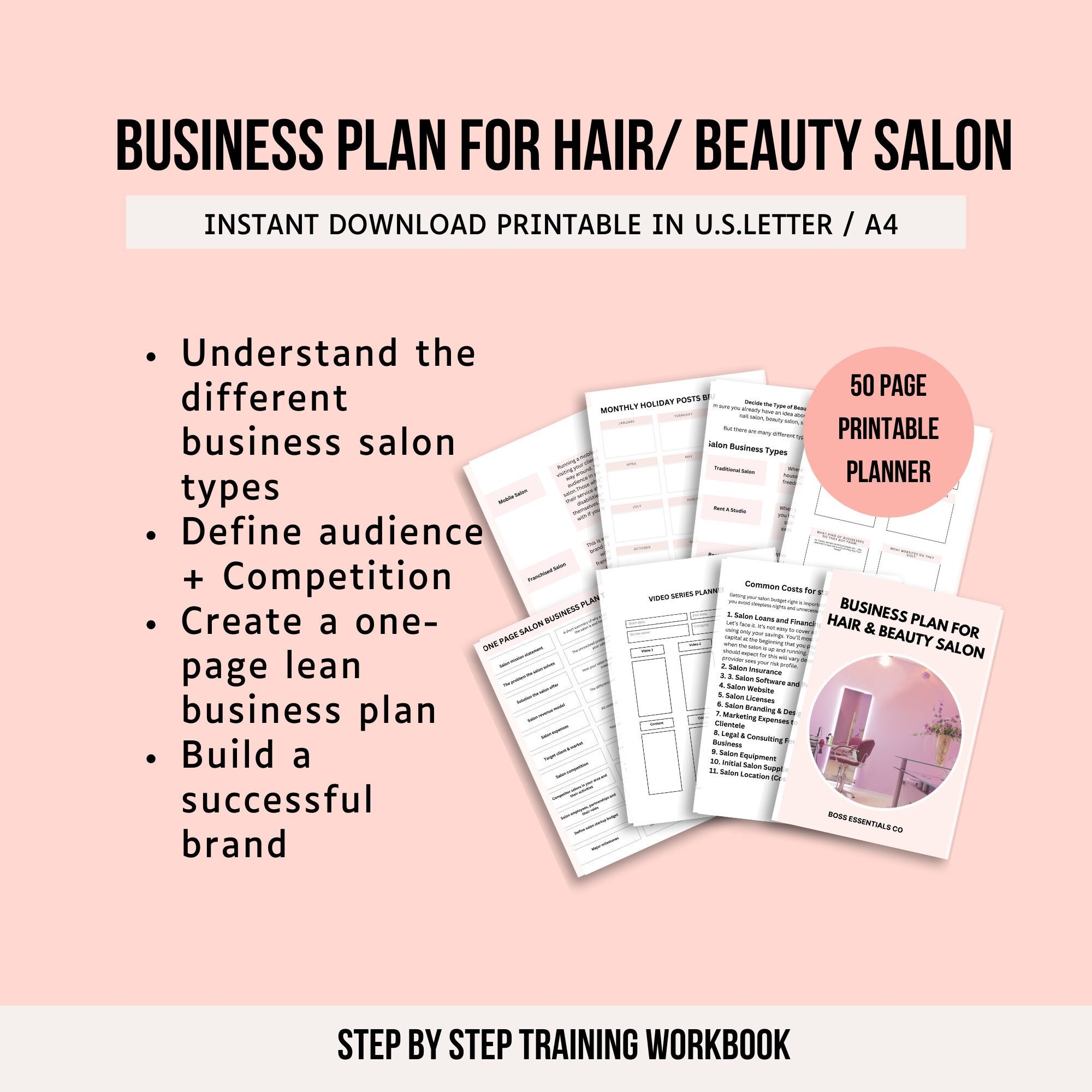 Business Plan For Salon Hair And Beauty Salon Planner Small Business Planner Salon Business Plan Beautician Startup PDF Beauty Business Etsy