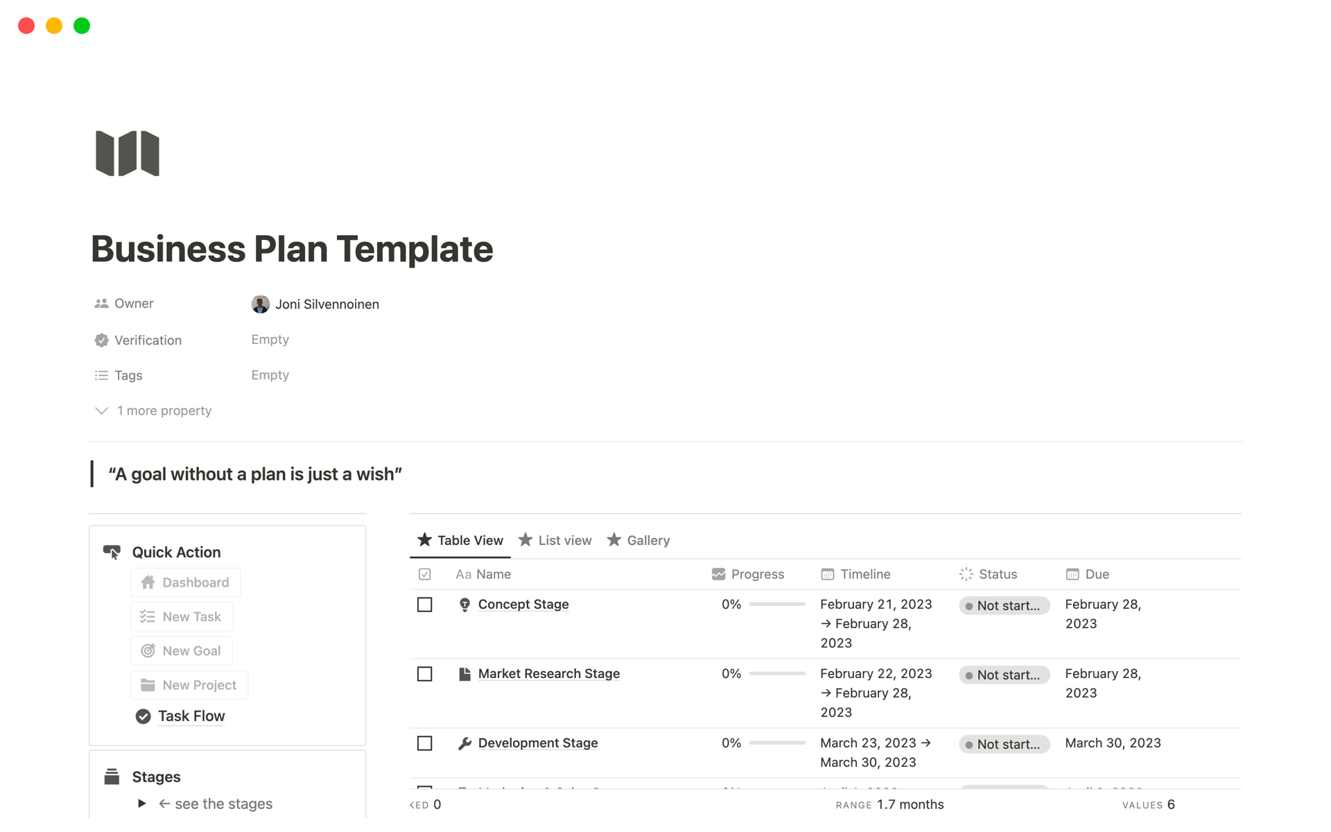 Business Plan Template