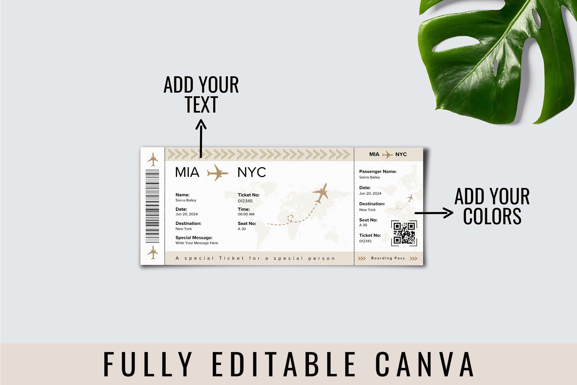 Canva Plane Ticket Template