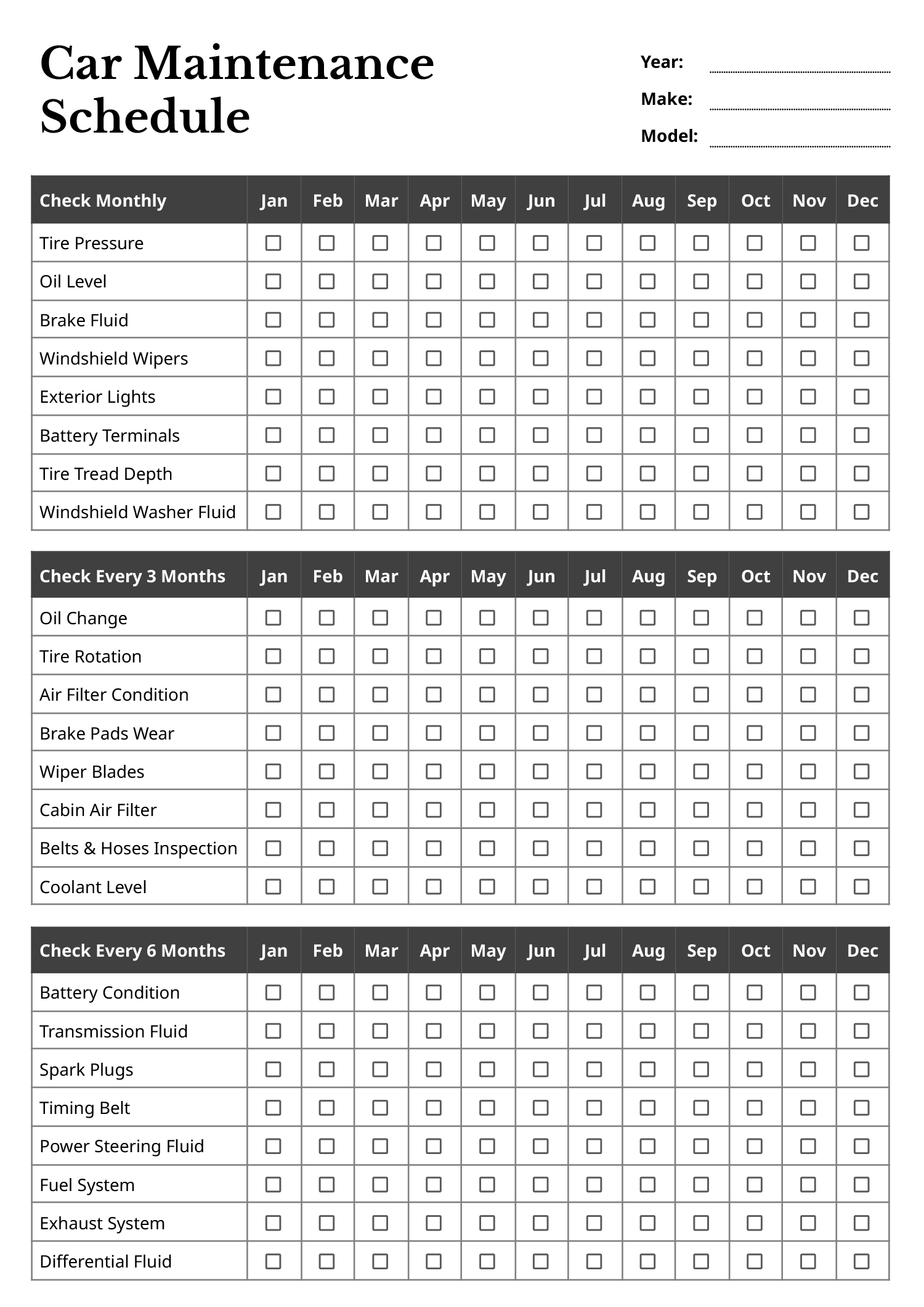 Car Maintenance Schedule Template Google Docs Word Highfile