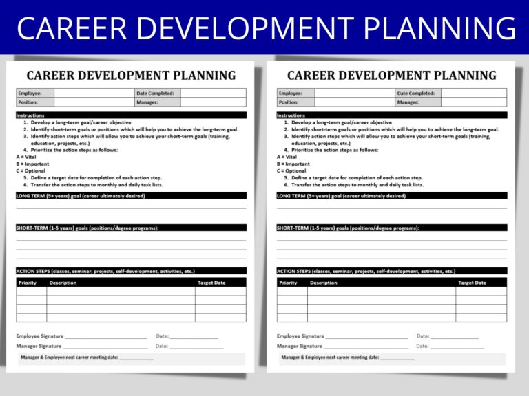 Career Development Planning Template Employee Training Document 