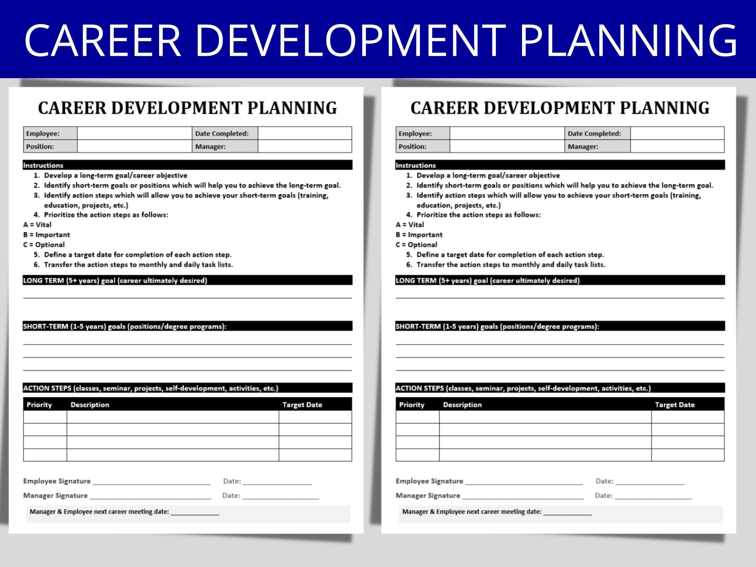 Career Development Planning Template Employee Training Document MS Editable Word Human Resources Form HR Templates U0026 Forms Etsy