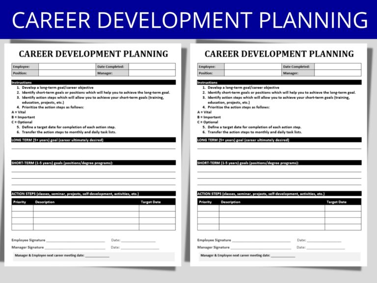Career Planning Template Project Management Templates