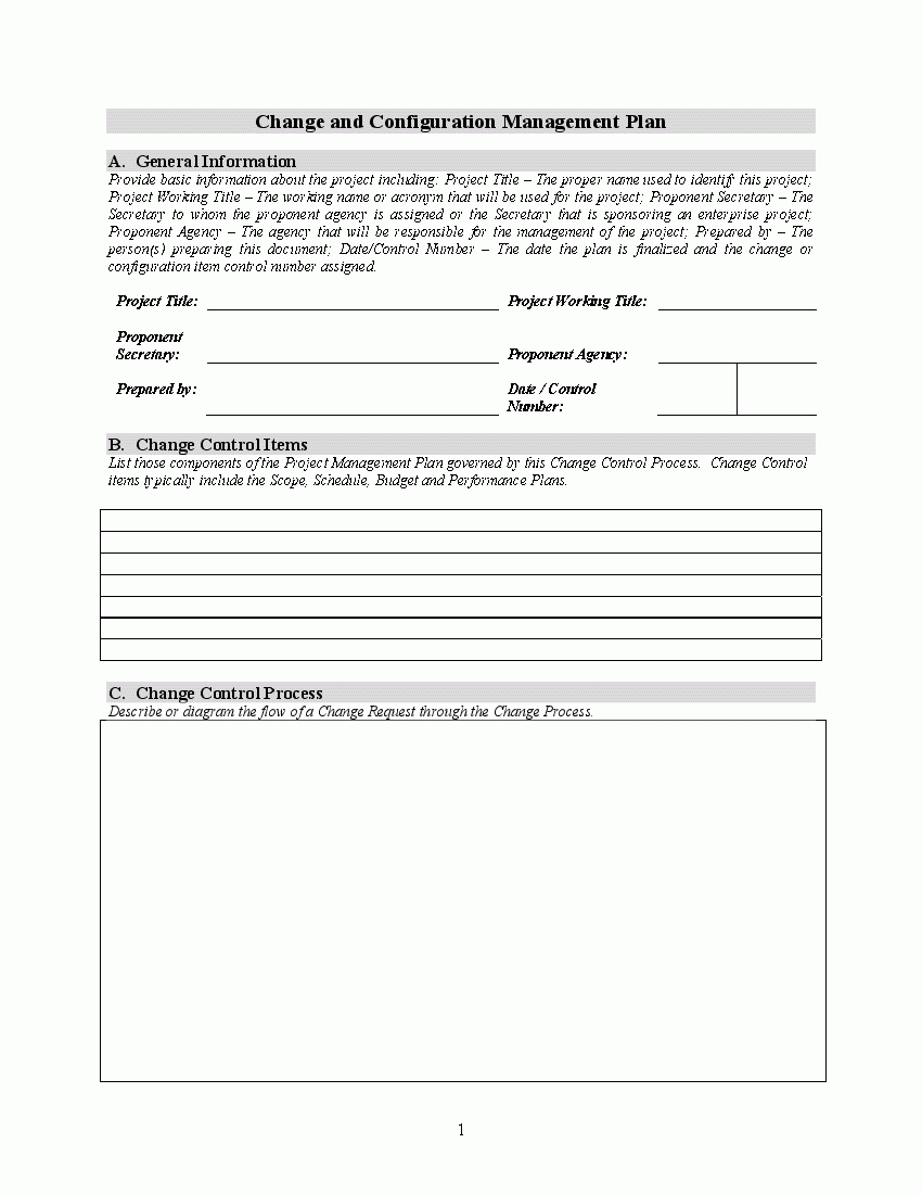 Change And Configuration Management Plan Word Template
