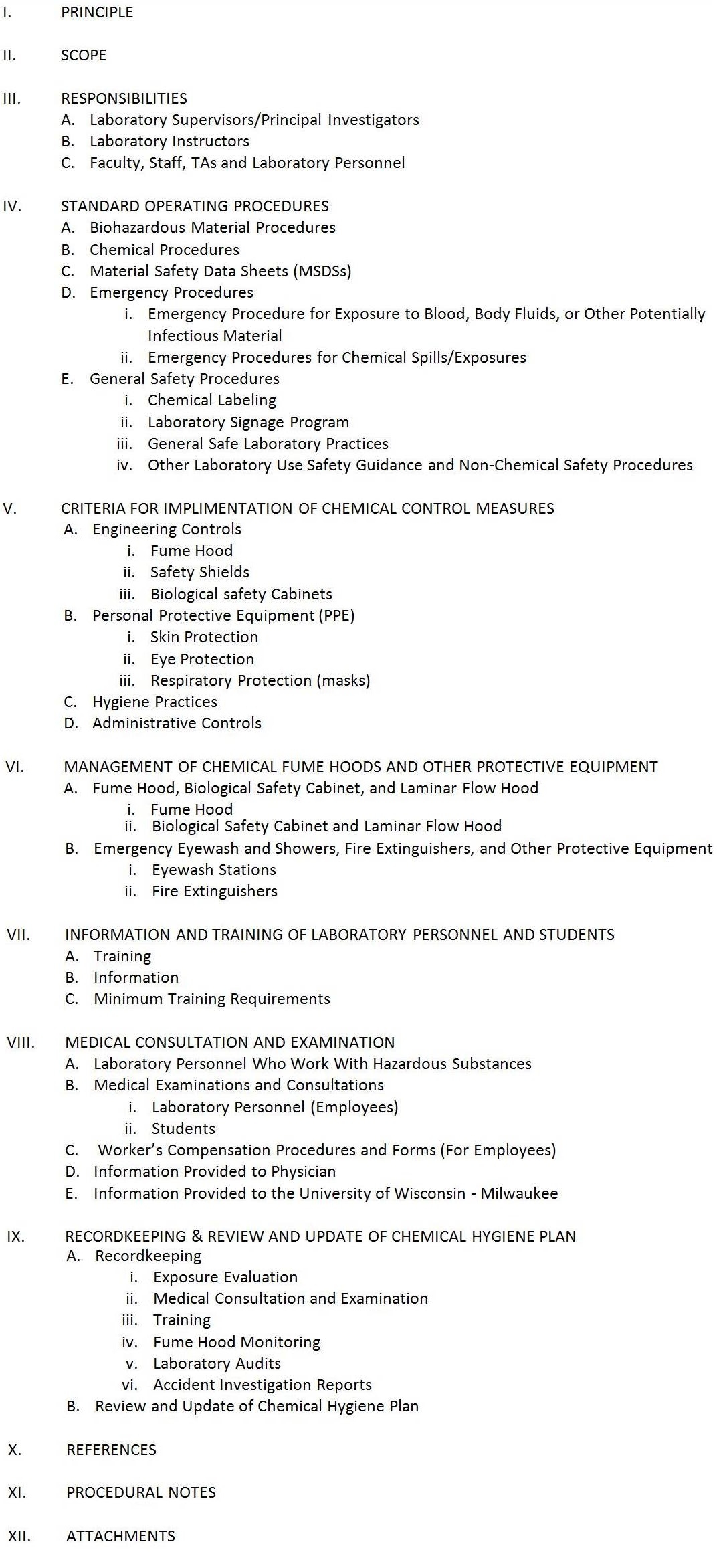 Chemical Hygiene Plan SAFE 7 0 Biomedical Sciences Labs