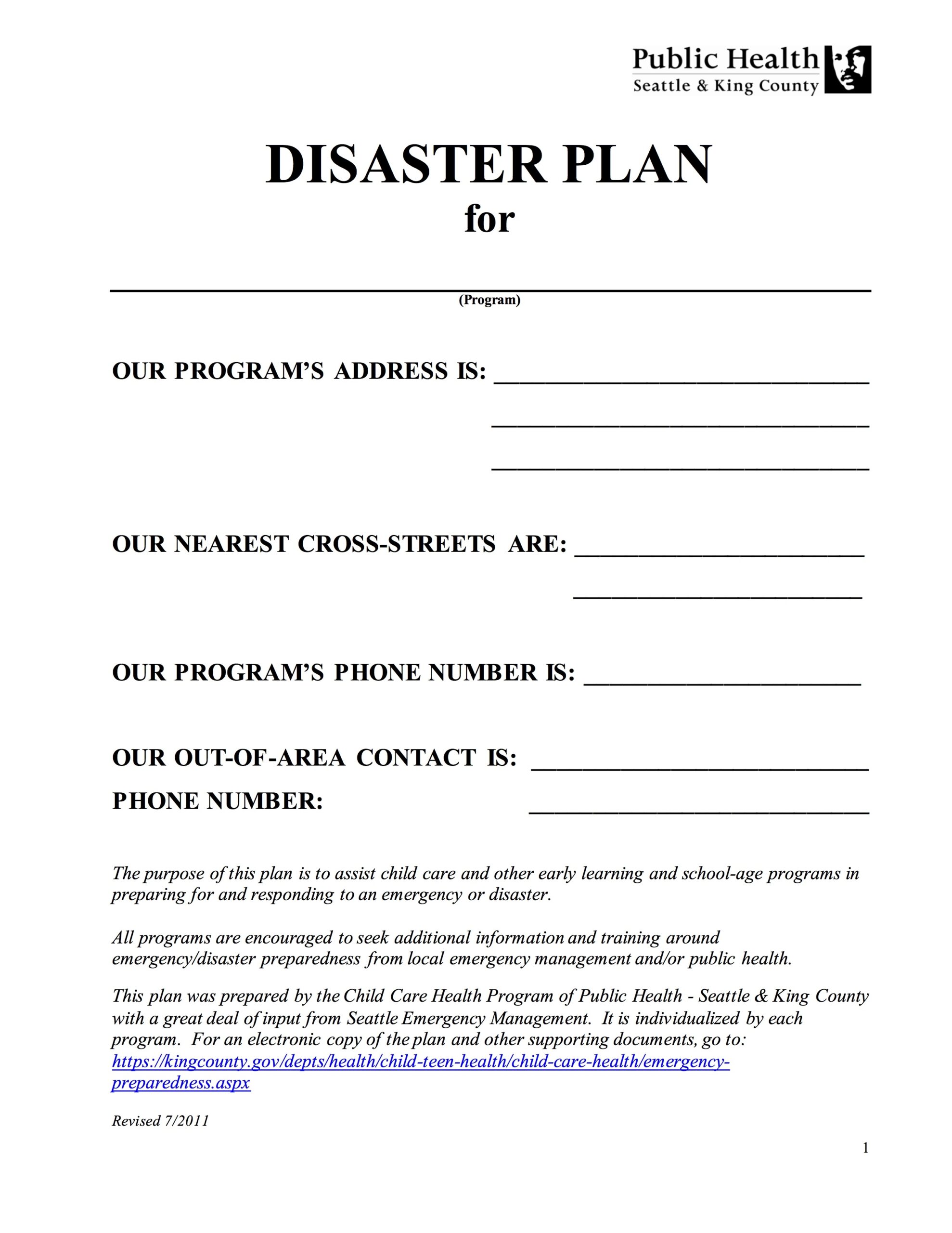 Child Care Emergency Disaster Preparedness Plan Community Commons