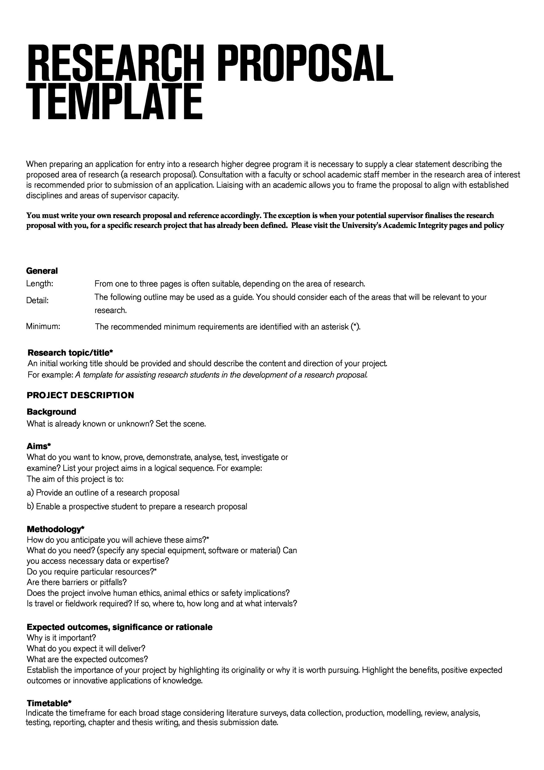 Choose From 40 Research Proposal Templates U0026 Examples 100 Free