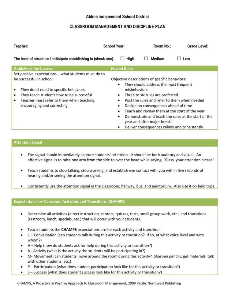 Classroom Management Plan 38 Templates U0026 Examples TemplateLab
