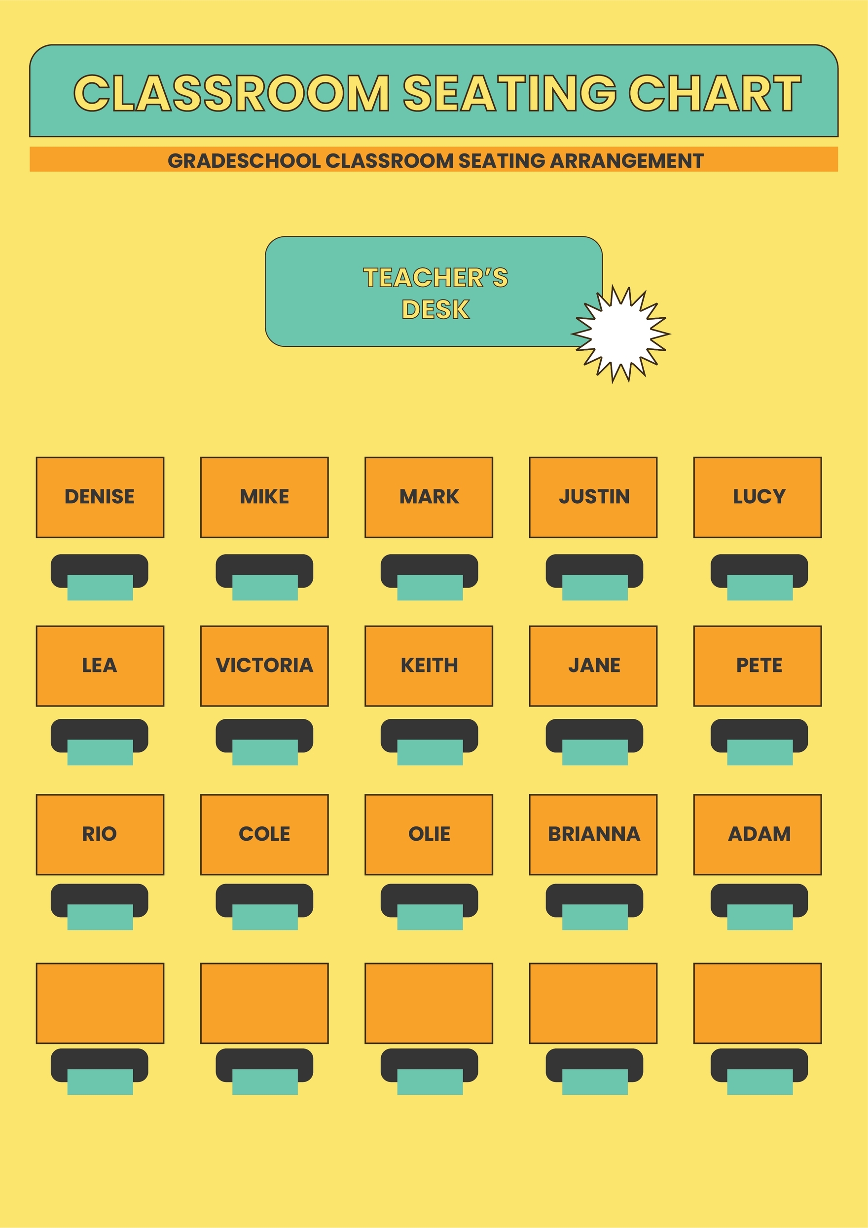 Classroom Seating Chart In Illustrator PDF Download Template