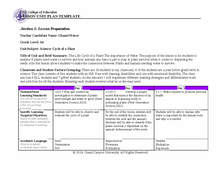 Coe Lesson Plan Template LESSON PLAN TEMPLATE Section 1 Lesson 