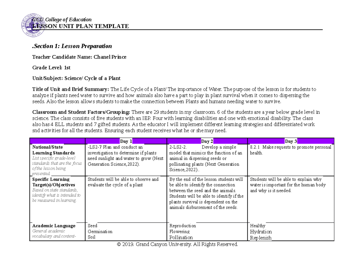 Coe Lesson Plan Template LESSON PLAN TEMPLATE Section 1 Lesson 