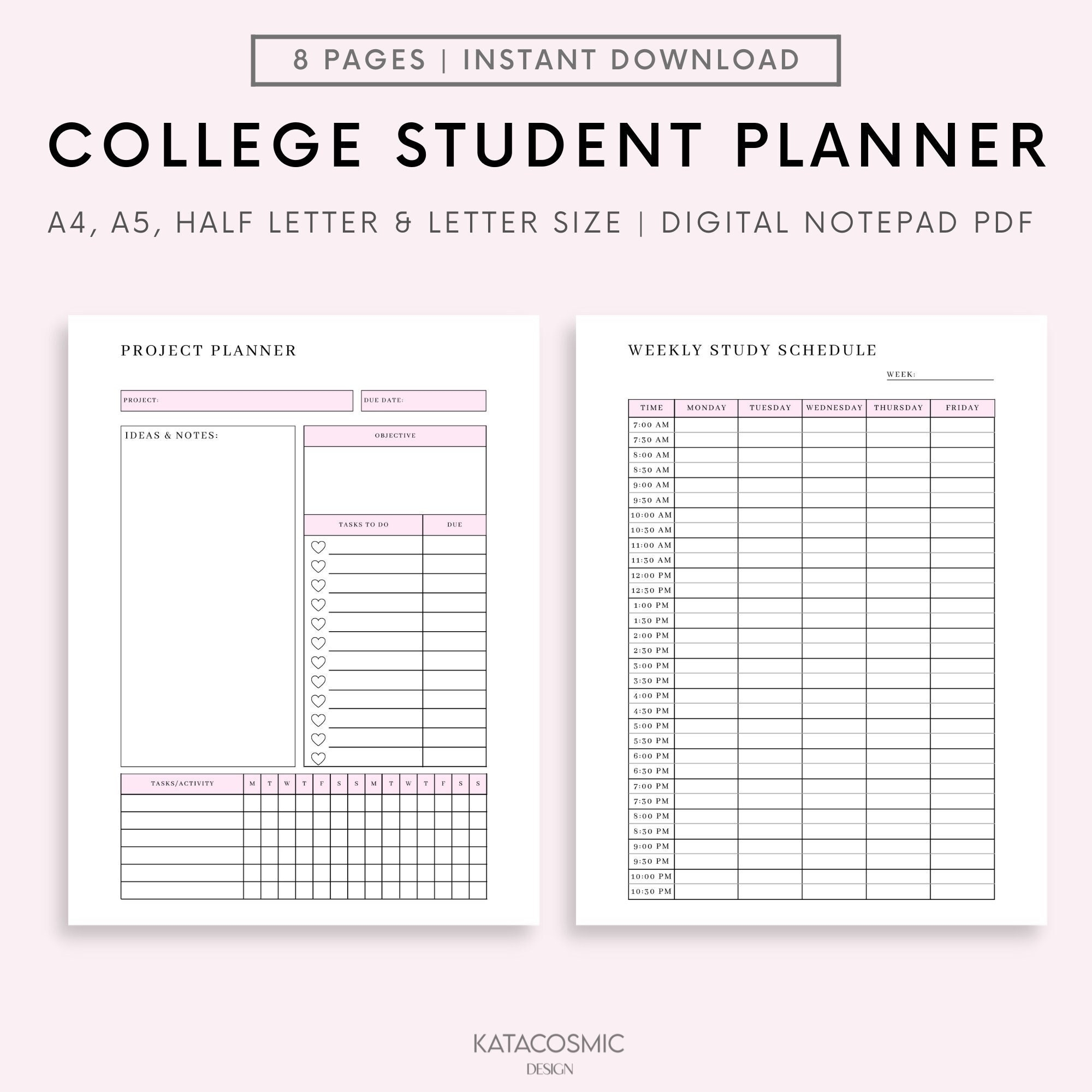 Free Printable Student Planner Template