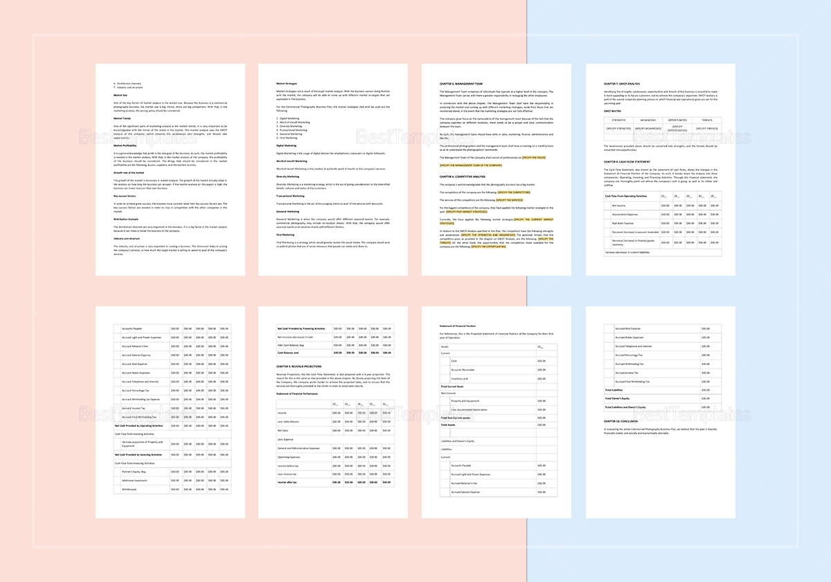 Commercial Photography Business Plan Template In Word Apple Pages