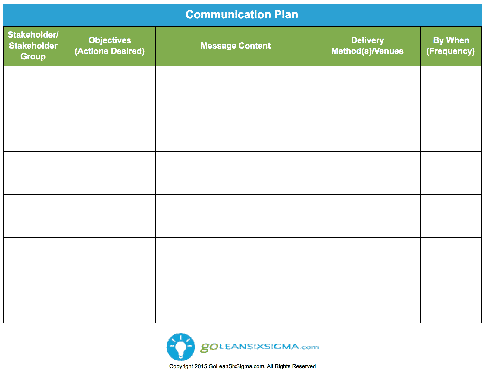Communication Plan Template Xls