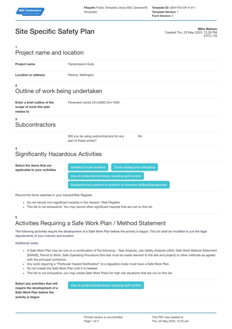 Construction Safety Plan Template Use The Free Template