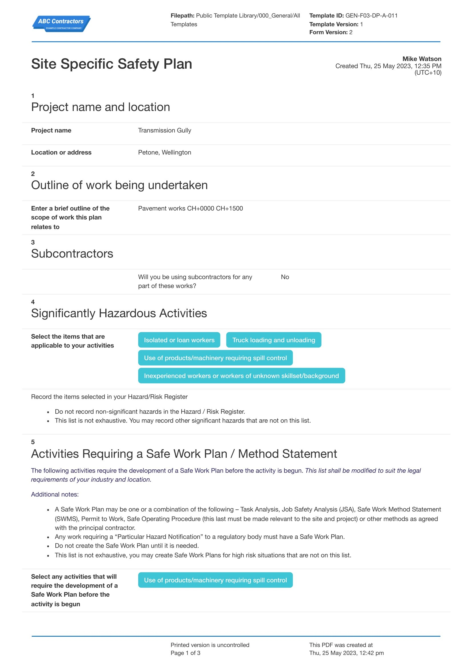 Construction Safety Plan Template Use The Free Template