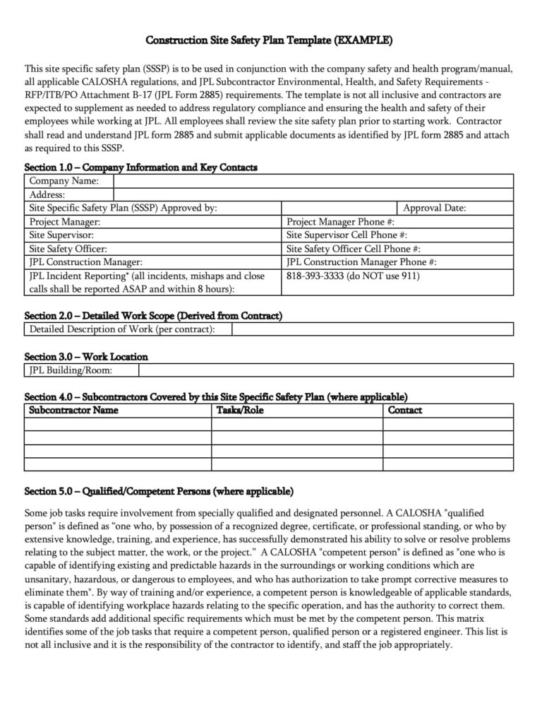 Construction Site Safety Plan Template Construction Files