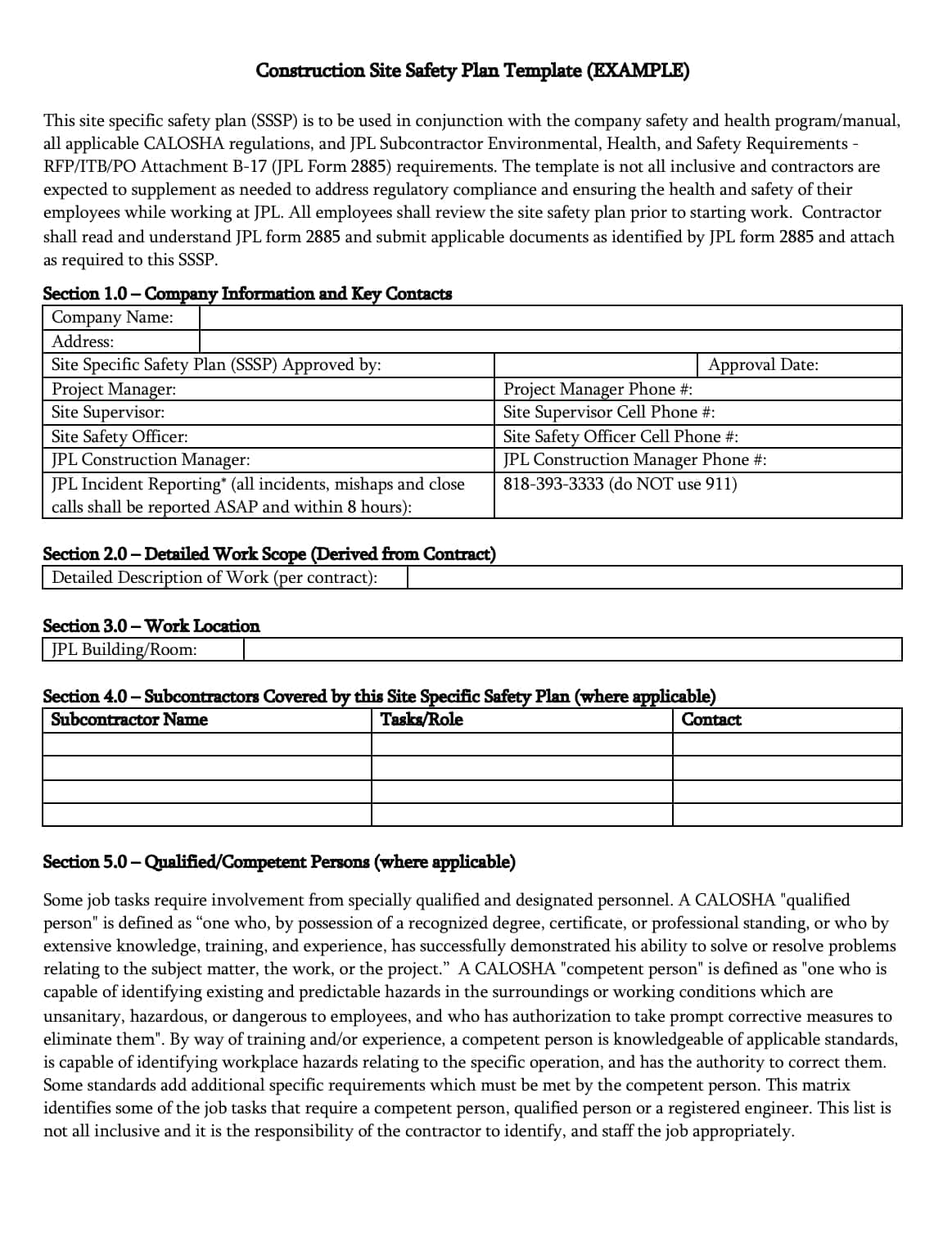 Construction Site Safety Plan Template Construction Files