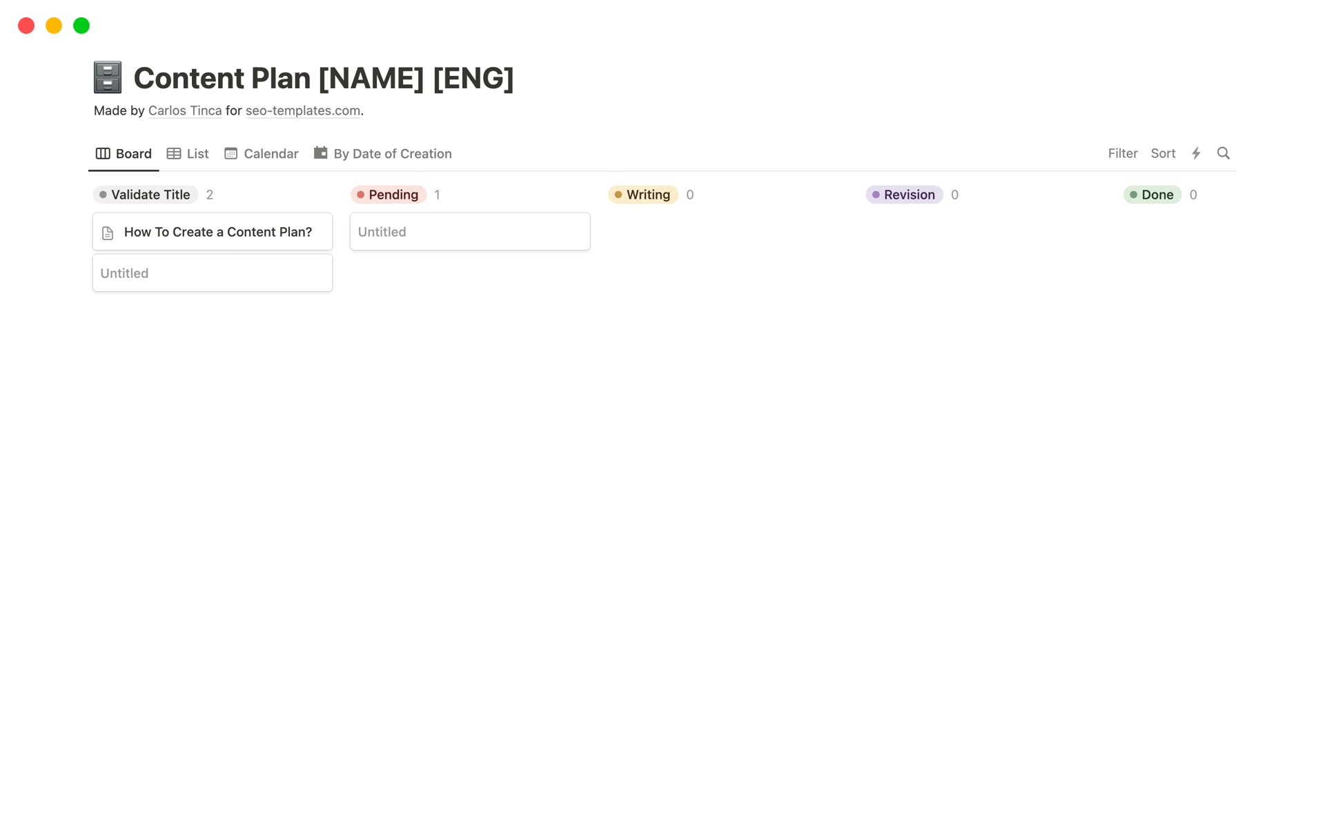 Content Plan Template By Carlos Tinca Notion Marketplace