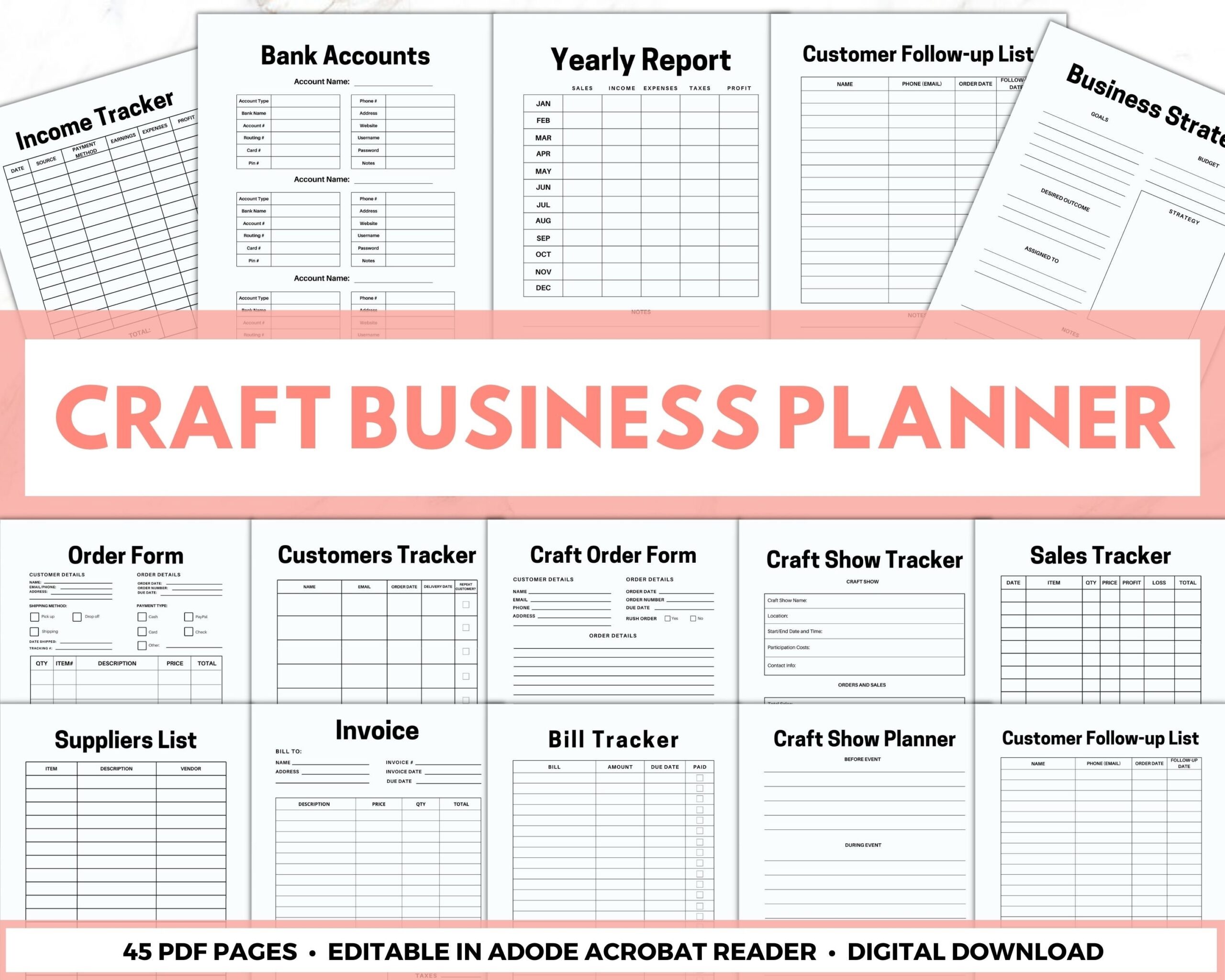 Craft Business Planner Small Business Template For Shows U0026 Fairs Crafter Organization Starter Kit Makers Printable Binder Etsy