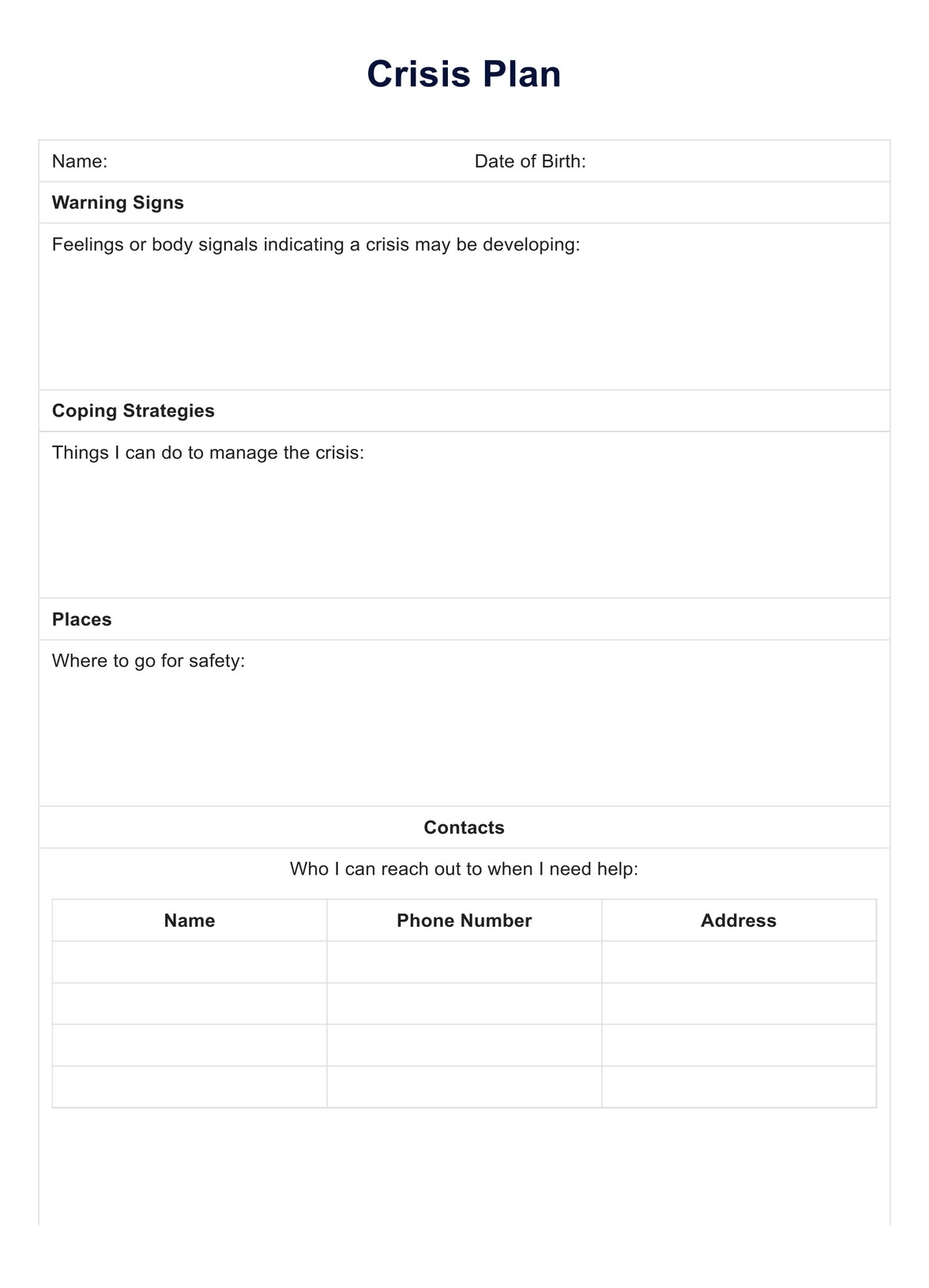 Crisis Plan Template U0026 Example Free PDF Download