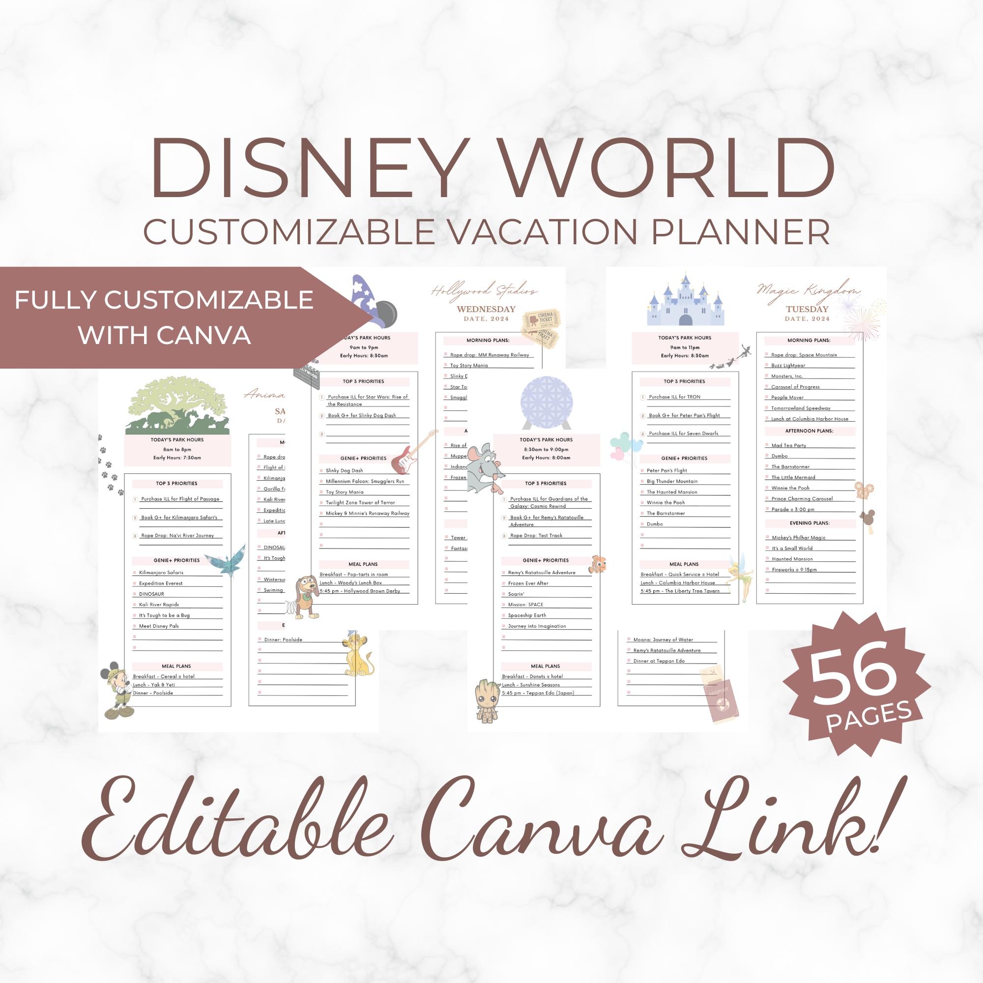 Customizable WDW Vacation Planner Canva Template Instant PDF 