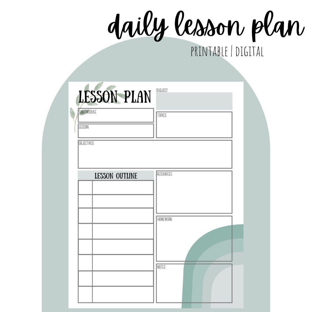 Daily Lesson Planner Editable Printable Lesson Plan Digital Lesson Plan Teacher Planner Template Bullet Journal Boho Sticker Etsy
