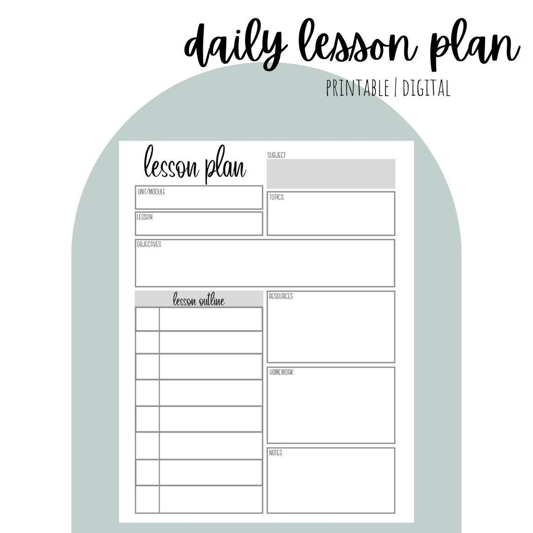 Daily Lesson Planner Printable Lesson Plan Digital Lesson Plan Teacher Organization Lesson Template Stationery Bullet Journal Sticker Etsy