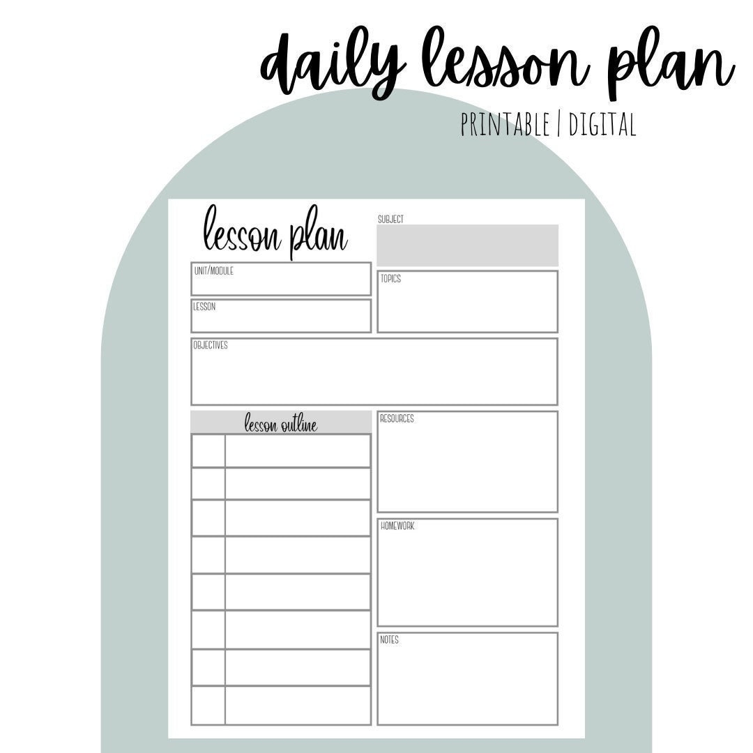 Daily Lesson Planner Printable Lesson Plan Digital Lesson Plan Teacher Organization Lesson Template Stationery Bullet Journal Sticker Etsy