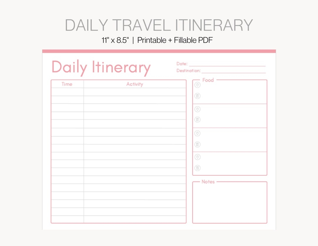 Travel Planner Free Printable Itinerary Template