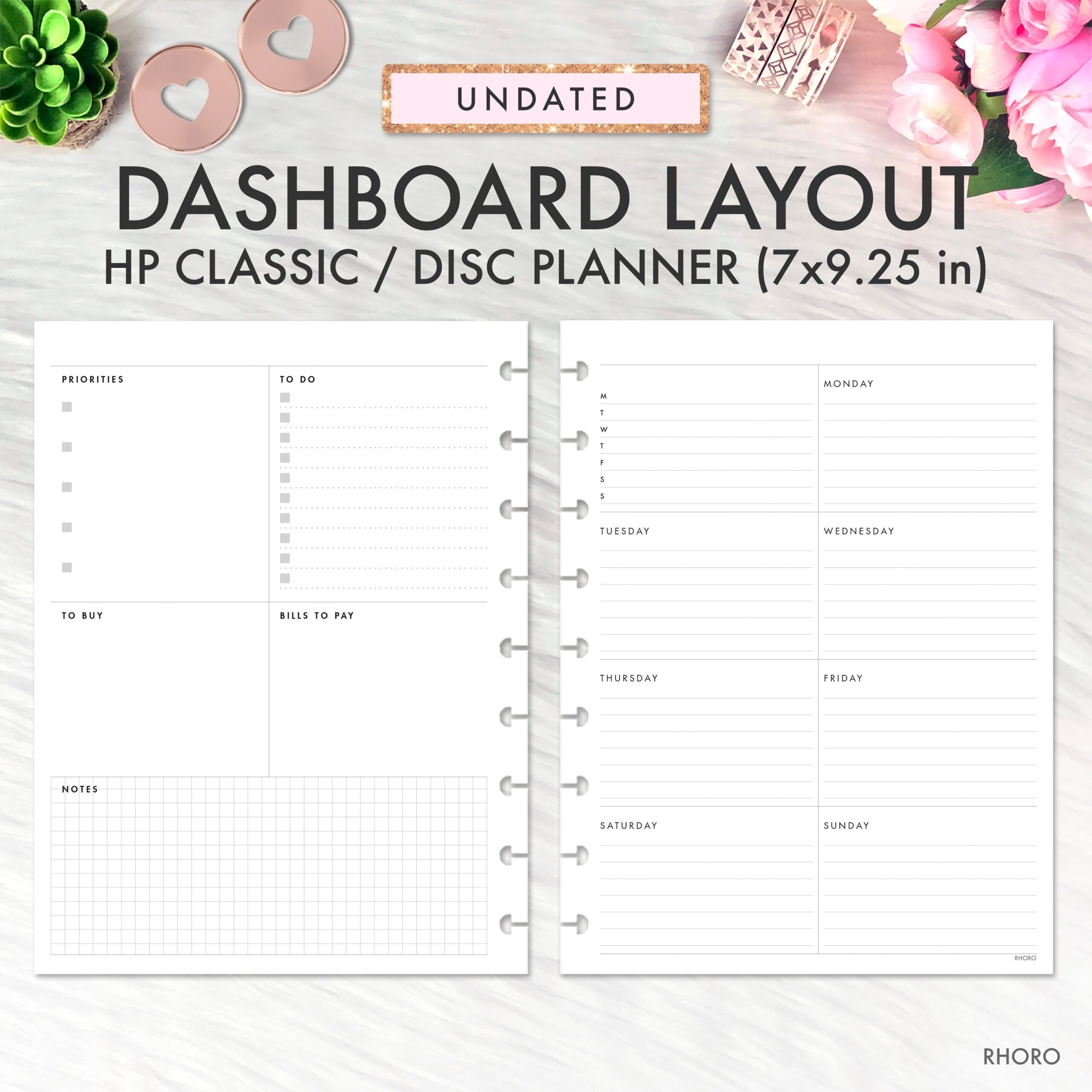 Dashboard Layout CLASSIC HAPPY PLANNER Printable Insert Dashboard 