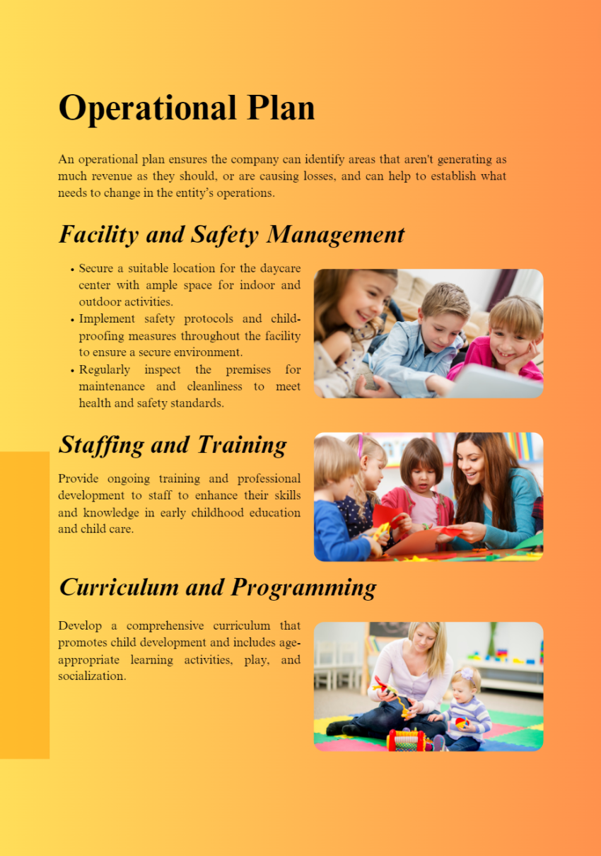 Day Care Business Plan Oak Business Consultant