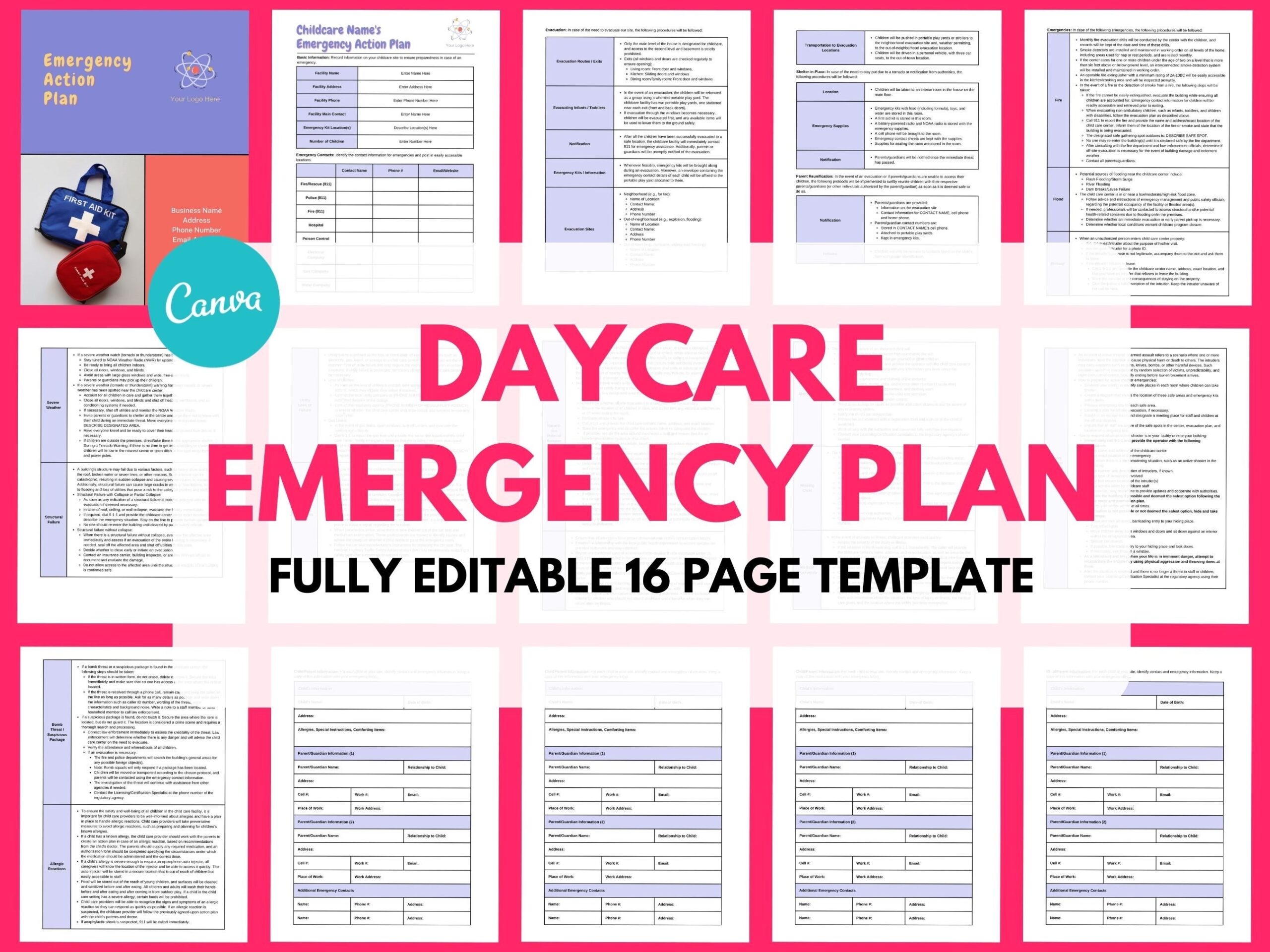 Daycare Emergency Plan Childcare Emergency Plan Template Emergency Plan Of Action Emergency Preparedness Emergency Plan Evacuation Etsy Norway